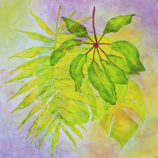 Green Palm Leaves Abstract Painting