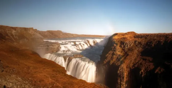 Framed Print : Gullfoss waterfall autumn colours long exposure Framed Print : Gullfoss waterfall autumn colours long exposure