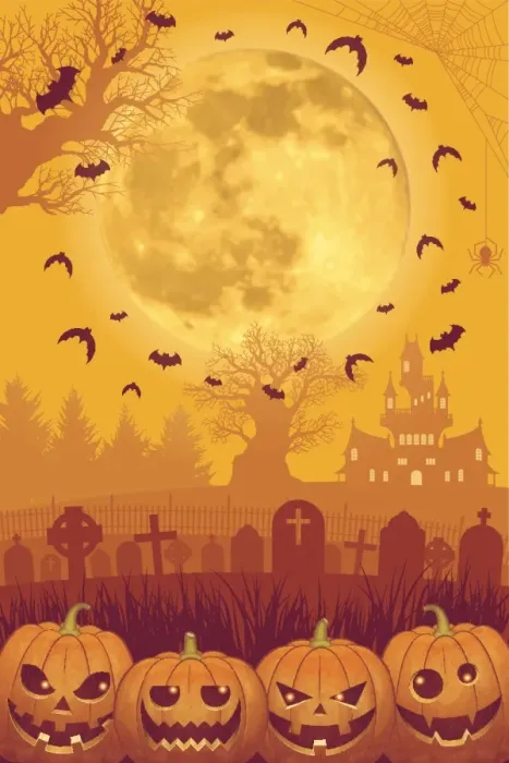 Framed Print : Halloween background [Jack o Lantern and Full moon]