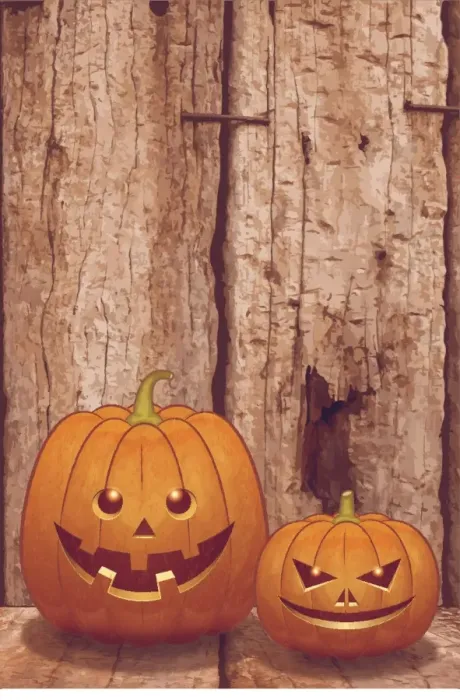 Framed Print : Halloween background [Pumpkin on the wooden board]
