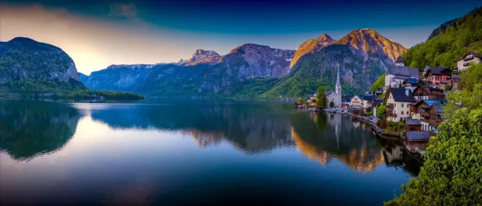 Framed Print : Hallstatt village at dawn, Austria Framed Print : Hallstatt village at dawn, Austria
