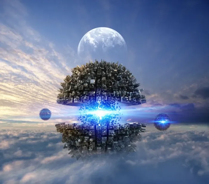 Framed Print : Hi-tech new world forming