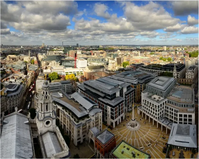 Framed Print : A high elevational view of the city of London, from the vantage point atop St. Pauls Cathedral, London England