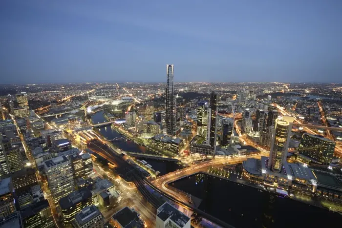Framed Print : High view of Melbourne and Yarra river at night Framed Print : High view of Melbourne and Yarra river at night