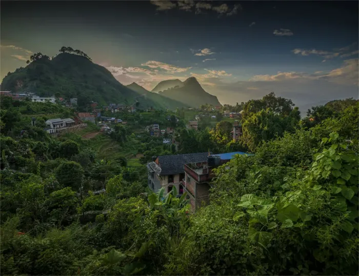 Framed Print : Hillside village and mountainous countryside at Bandipur, Kathmandu valley, Nepal Framed Print : Hillside village and mountainous countryside at Bandipur, Kathmandu valley, Nepal
