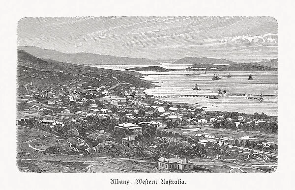 Historical view of Albany, Western Australia, wood engraving, published 1897