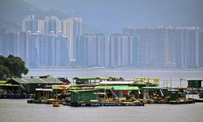 Framed Print : Hong Kong New Territories floating village Framed Print : Hong Kong New Territories floating village