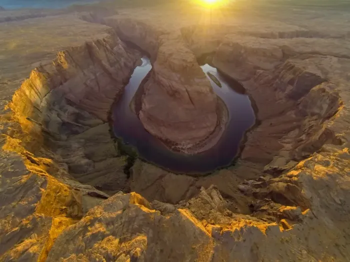 Framed Print : Horseshoe Bend, Colorado River aerial