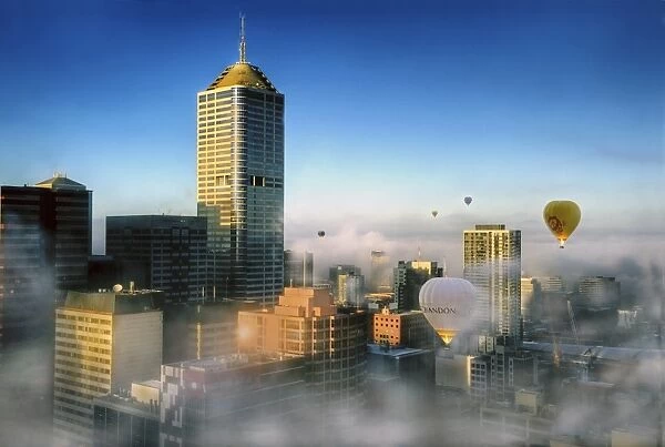 Hot Air Balloons on a misty morning in Melbourne