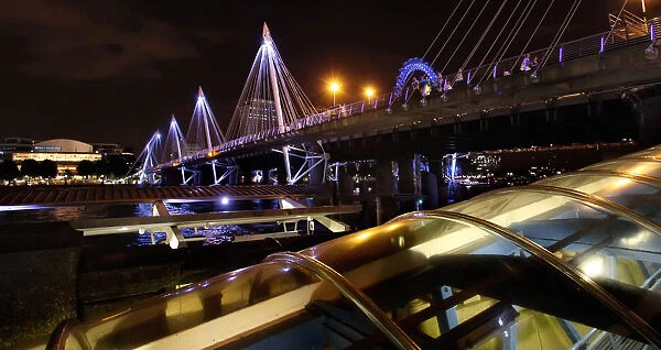 The Hungerford Bridge and Golden Jubilee Bridges, London, England, United Kingdom