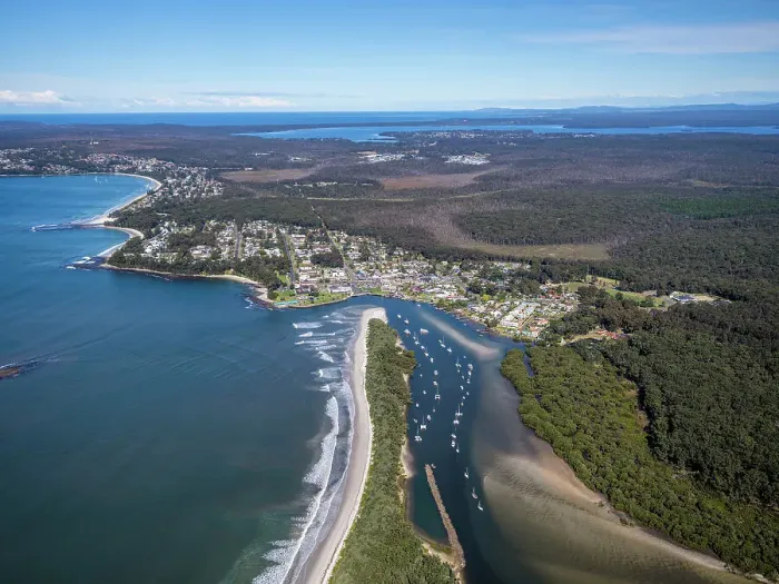 Framed Print : Huskisson. Aerial view of Huskisson, New South Wales, Australia Framed Print : Huskisson. Aerial view of Huskisson, New South Wales, Australia