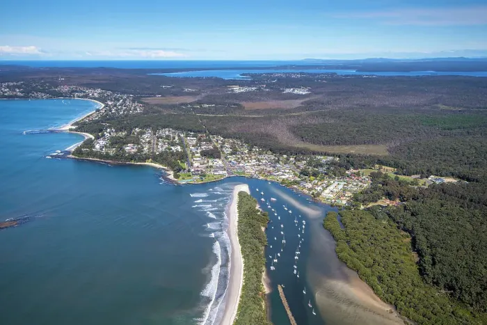 Framed Print : Huskisson. Aerial view of Huskisson, New South Wales, Australia Framed Print : Huskisson. Aerial view of Huskisson, New South Wales, Australia