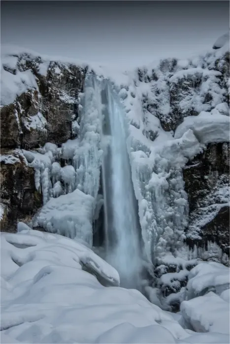 Framed Print : Iced Waterfall Pingvellir