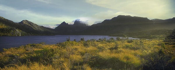 The iconic Dove lake - with Creadle Mountain at the backdrop - at sunset