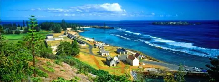 Framed Print : The idyllic countryside near Saint Barnabas chapel, Norfolk Island Framed Print : The idyllic countryside near Saint Barnabas chapel, Norfolk Island