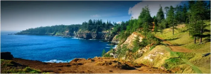 Framed Print : The idyllic countryside near Saint Barnabas chapel, Norfolk Island Framed Print : The idyllic countryside near Saint Barnabas chapel, Norfolk Island