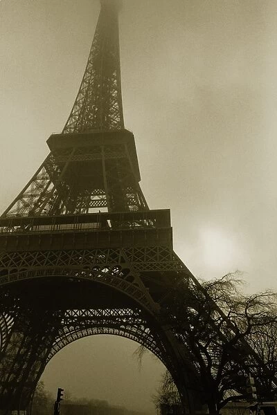 Image of the Eiffel Tower Under a Floggy Sky, Low Angle View, Paris, France