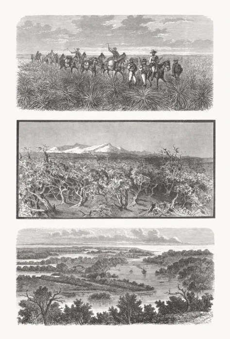 Framed Print : Impressions from Australia, wood engravings, published in 1893