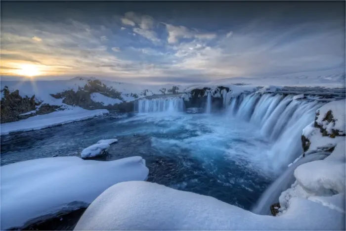 Framed Print : Impressive Godafoss Waterfall in Winter