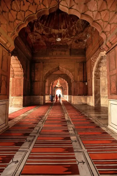 Framed Print : Inlay Detail of Interior Arches in Jama Masjid, Central Delhi, Delhi, India
