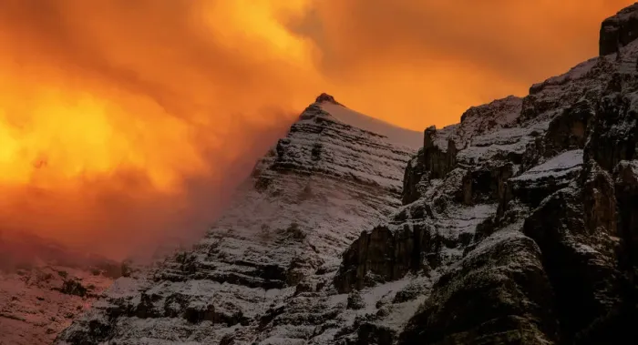 Framed Print : Intense Mountain Sunset Around Lake Louise, Banff National Park, Alberta, Canada