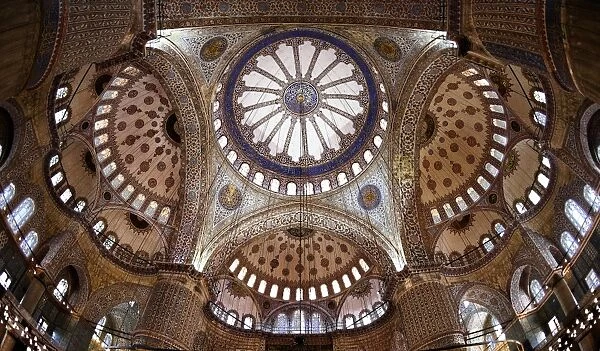 The Interior of the Blue Mosque (Sultan Ahmed Mosque), Istanbul, Turkey