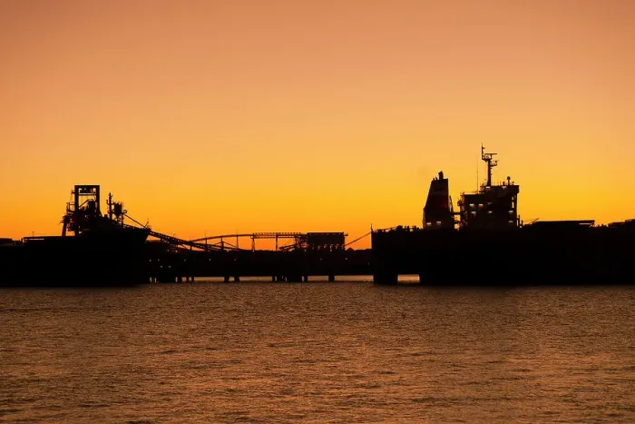 Framed Print : Iron Ore Ships At Sunset, Port Hedland, Australia Framed Print : Iron Ore Ships At Sunset, Port Hedland, Australia
