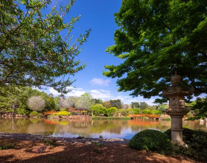 Framed Print : Japanese Garden in Spring, with lake Framed Print : Japanese Garden in Spring, with lake