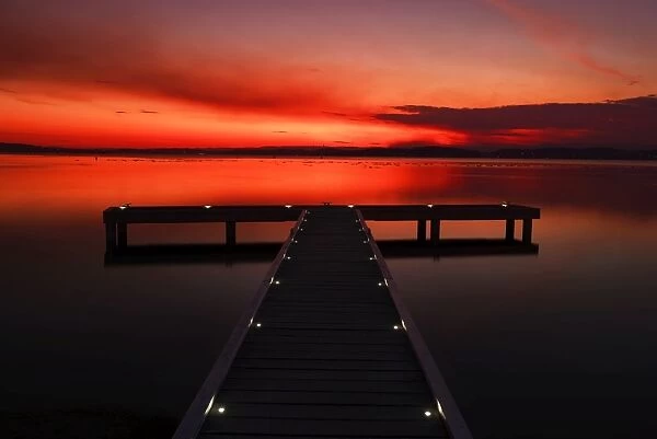 jetty at sunset on lake macquarie