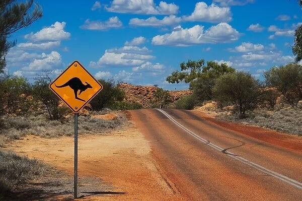 Kangaroo crossing sign