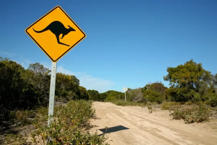 Framed Print : Kangaroo Island warning sign