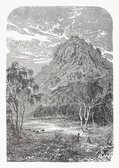 Framed Print : Kimberley, Northern Western Australia, wood engraving, published in 1897 Framed Print : Kimberley, Northern Western Australia, wood engraving, published in 1897