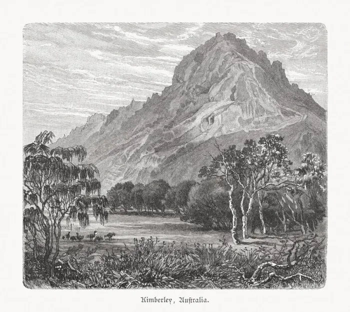 Framed Print : Kimberley, northern Western Australia, wood engraving, published in 1897