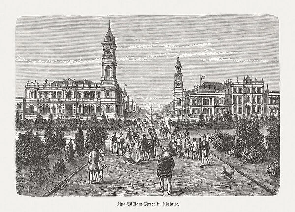 King-William-Street in Adelaide, South Australia, wood engraving, published in 1893