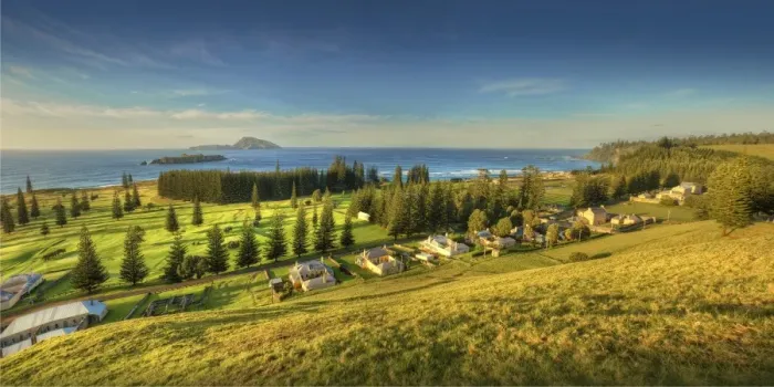 Framed Print : Kingston, Norfolk Island, is a very historic Georgian village and fully restored colonial outpost of the British Empire during the convict transportation era. Built by convicts under cruel supervision, now a peaceful world heritage listed area