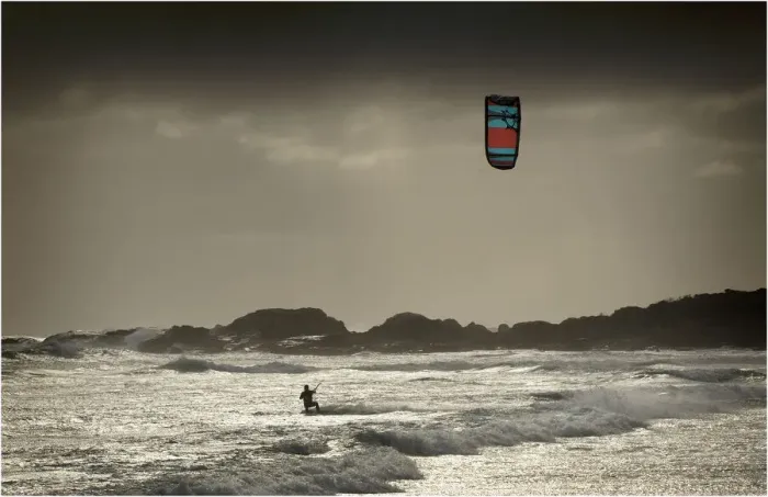 Framed Print : Kite surfing, King Island, Bass Strait, Tasmania