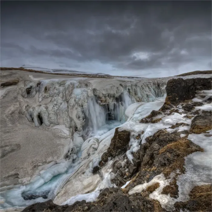 Framed Print : Koluglijufur Gorge and waterfall in Winter