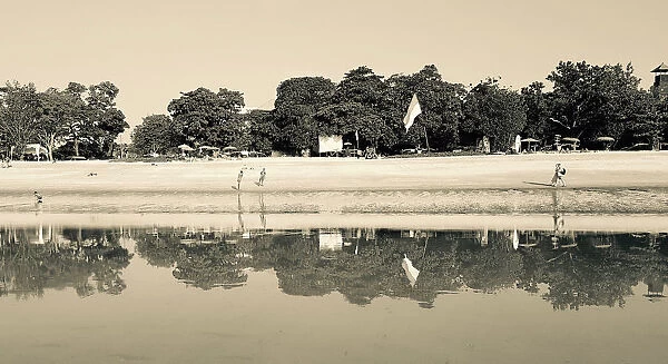 Kuta Beach Reflection Black & White