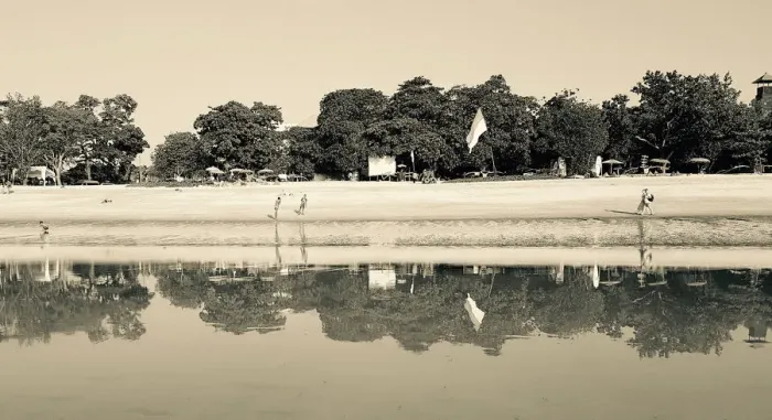 Framed Print : Kuta Beach Reflection Black & White Framed Print : Kuta Beach Reflection Black & White