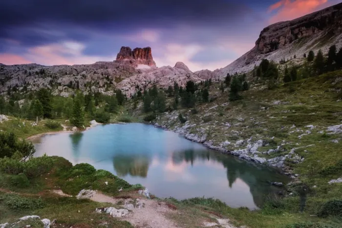 Framed Print : Lagazuoi reflecting in a pond