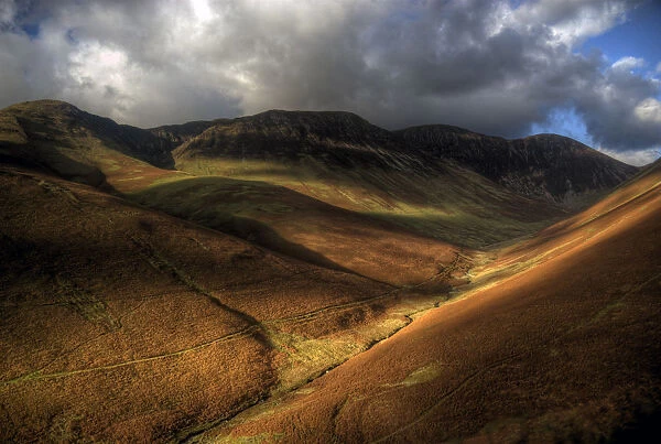 The Lake District valley in autumn colours