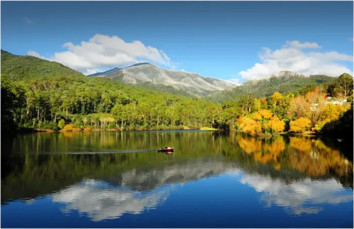 Framed Print : Lake Guy in autumn, Bogong, Central highlands of Victoria, Australia Framed Print : Lake Guy in autumn, Bogong, Central highlands of Victoria, Australia