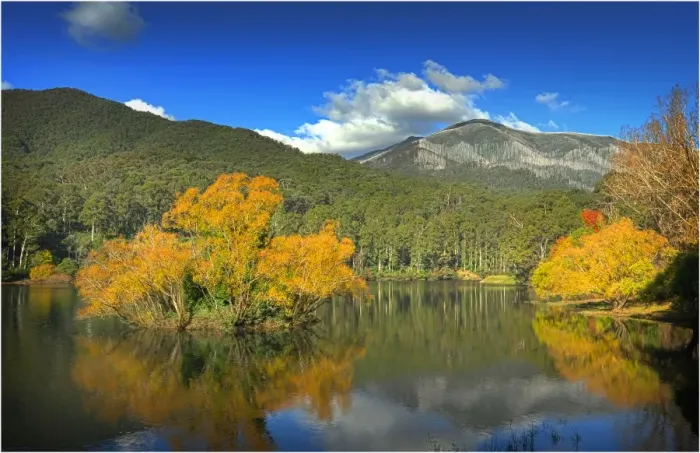 Framed Print : Lake Guy in autumn, Bogong, Central highlands of Victoria, Australia Framed Print : Lake Guy in autumn, Bogong, Central highlands of Victoria, Australia