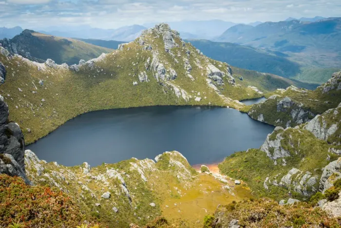 Framed Print : Lake Oberon, rugged Western Arthur range Framed Print : Lake Oberon, rugged Western Arthur range