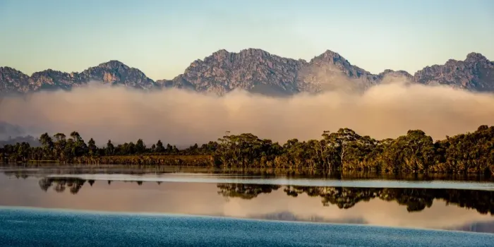 Framed Print : Lake Pedder and Western Arthurs Range, Tasmania Framed Print : Lake Pedder and Western Arthurs Range, Tasmania