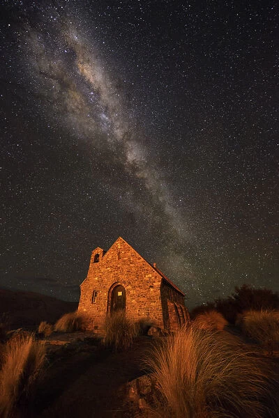 Lake Tekapo church under the Milky Way