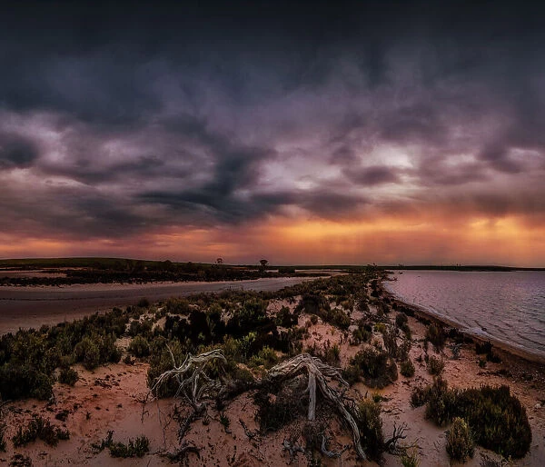 Lake Tyrrell stormy weather, Central, Victoria, Australia