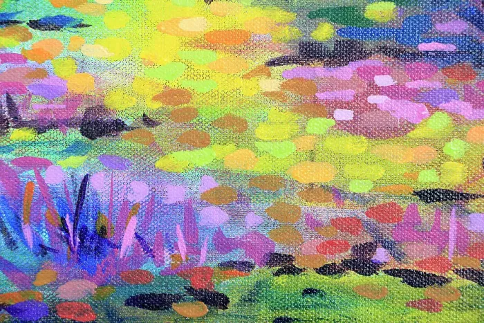 Framed Print : Detail of Landscape Painting for Background Grunge Original Acrylic Painting