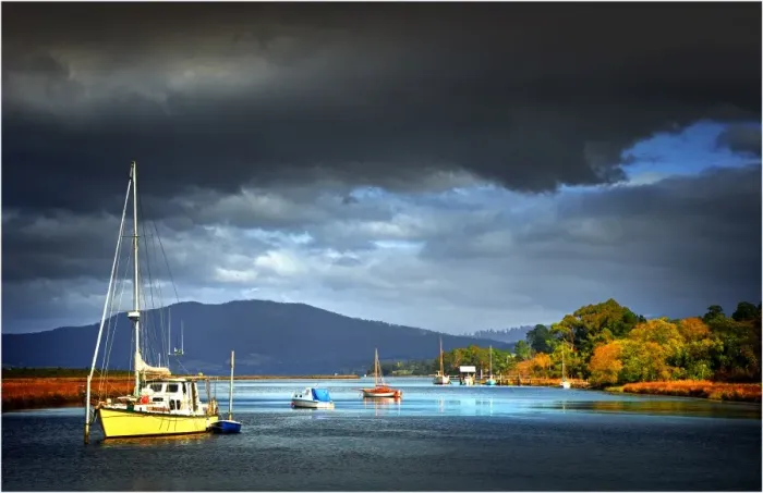 Framed Print : Light on the Huon river, southern Tasmania Framed Print : Light on the Huon river, southern Tasmania