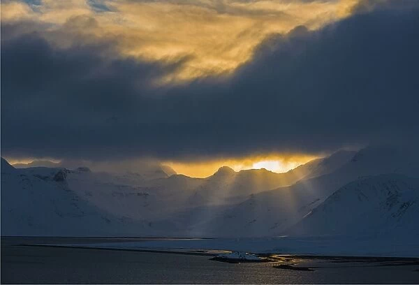 Light over the landscape in winter, near Grundarfjordur, northwest Iceland
